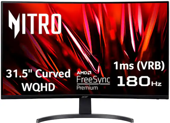 Acer - Nitro Gaming 31.5" Curved WQHD 180Hz 1ms FreeSync Premium Gaming Monitor (DisplayPort, HDMI x2) - Black